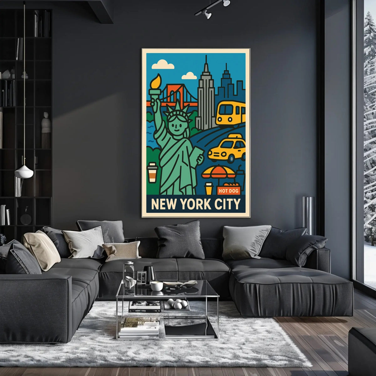 New York City Poster Vintage Cityscape Skyline Wall Art