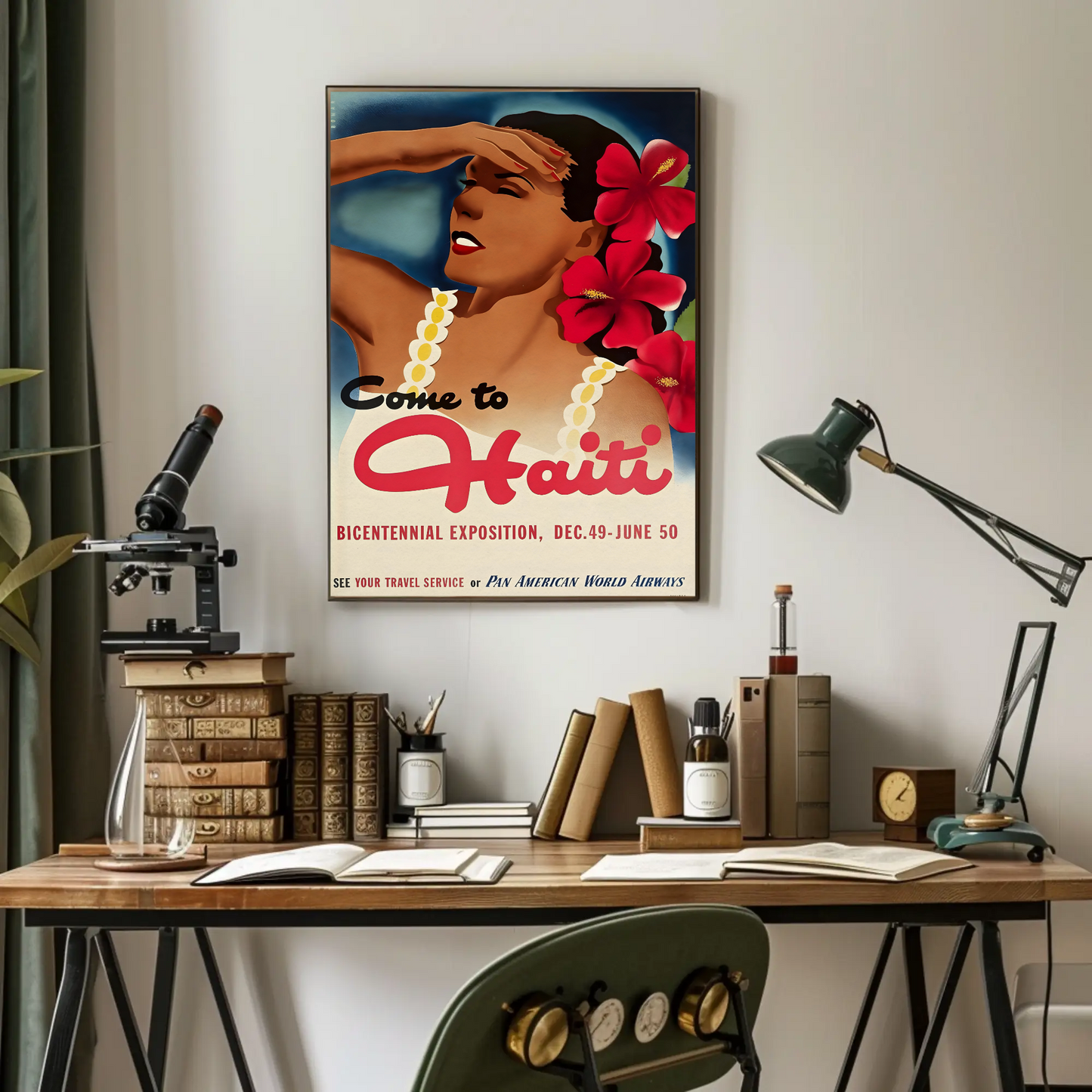 Haiti Vintage Poster Woman Flowers