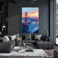 Golden Gate Bridge Twilight Art Poster, San Francisco
