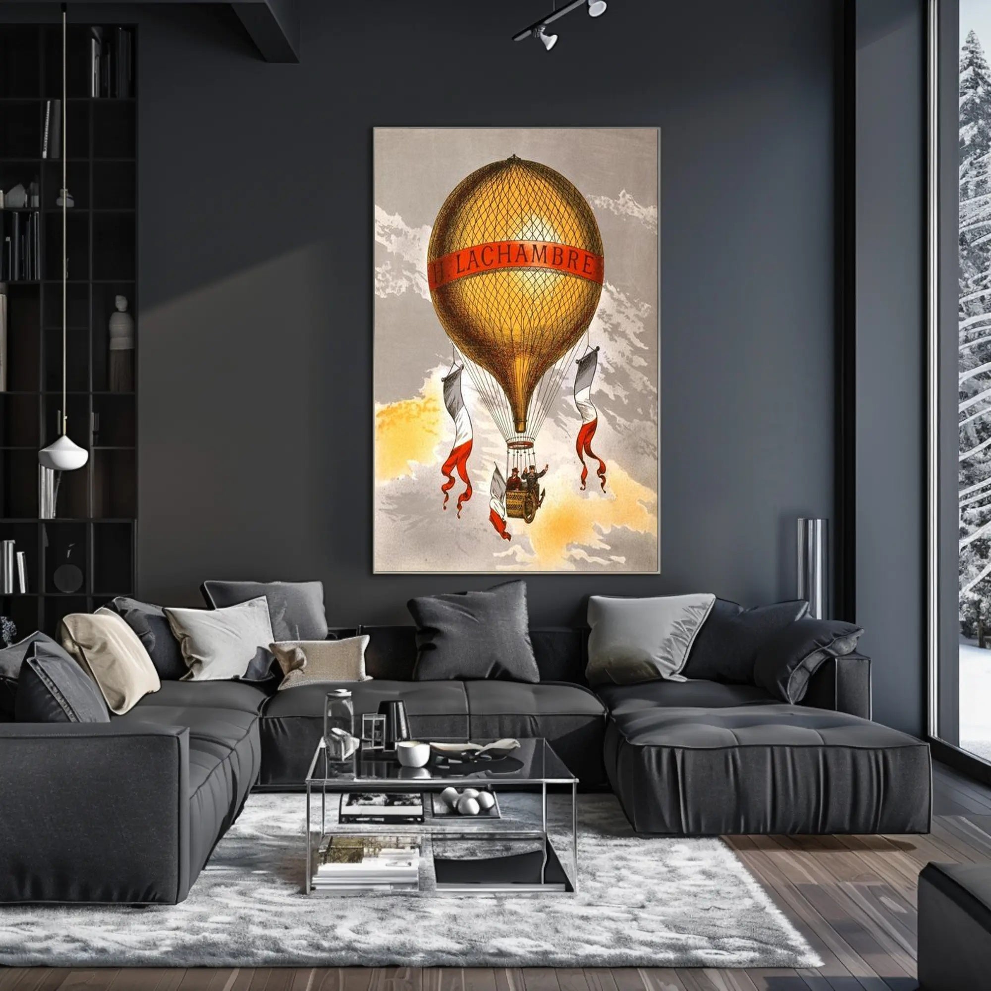 Vintage Hot Air Balloon Illustration Poster PosterGoat