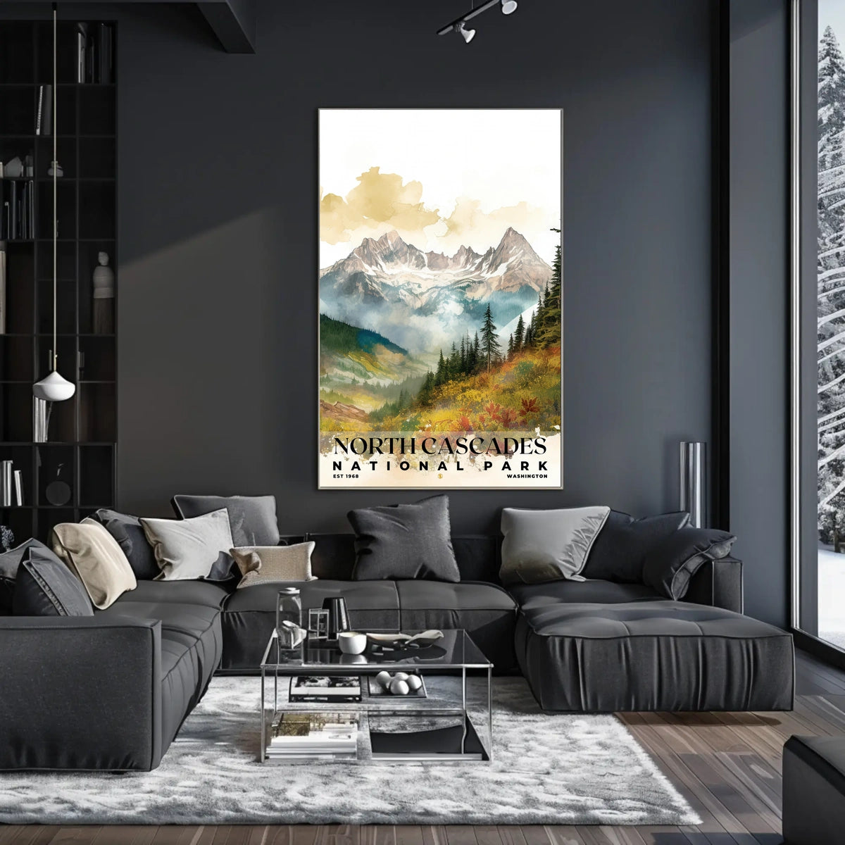 North Cascades Watercolor Wall Art Poster