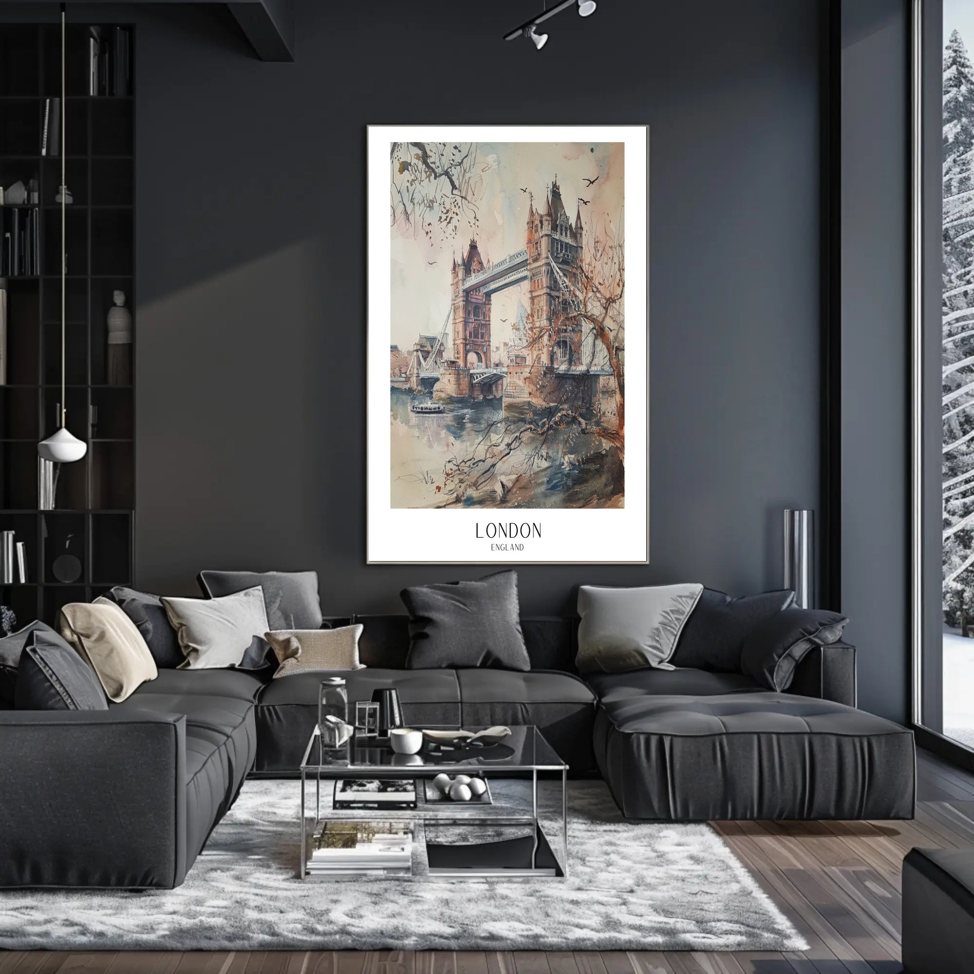 Tower Bridge London Watercolor Urban or Cityscape Poster PosterGoat