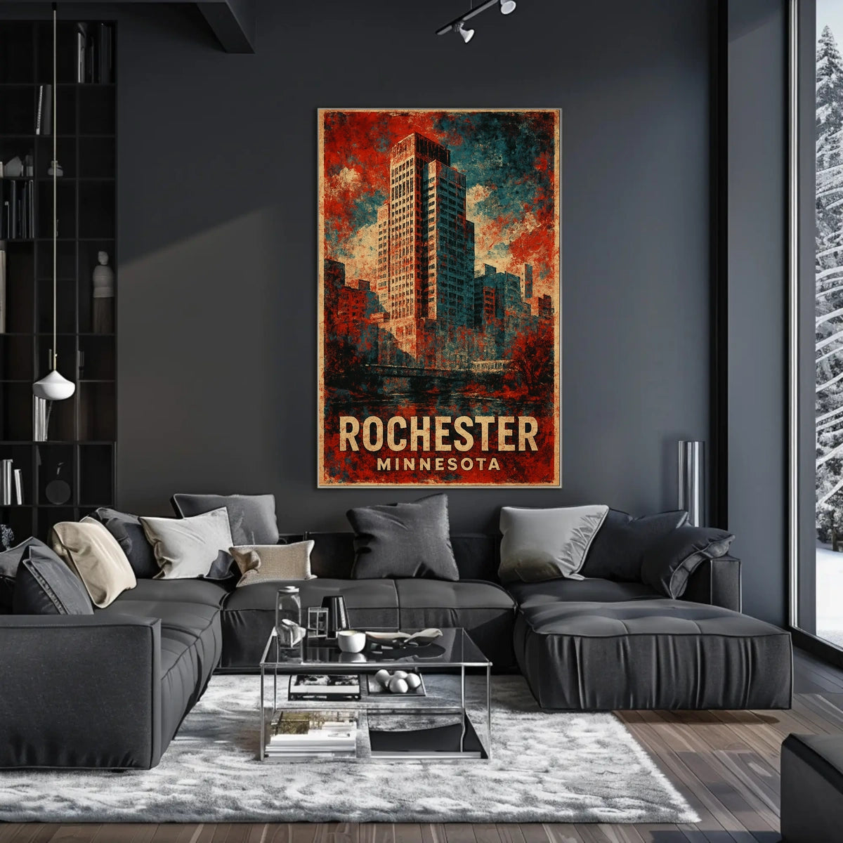 Rochester Cityscape Vintage Art Poster