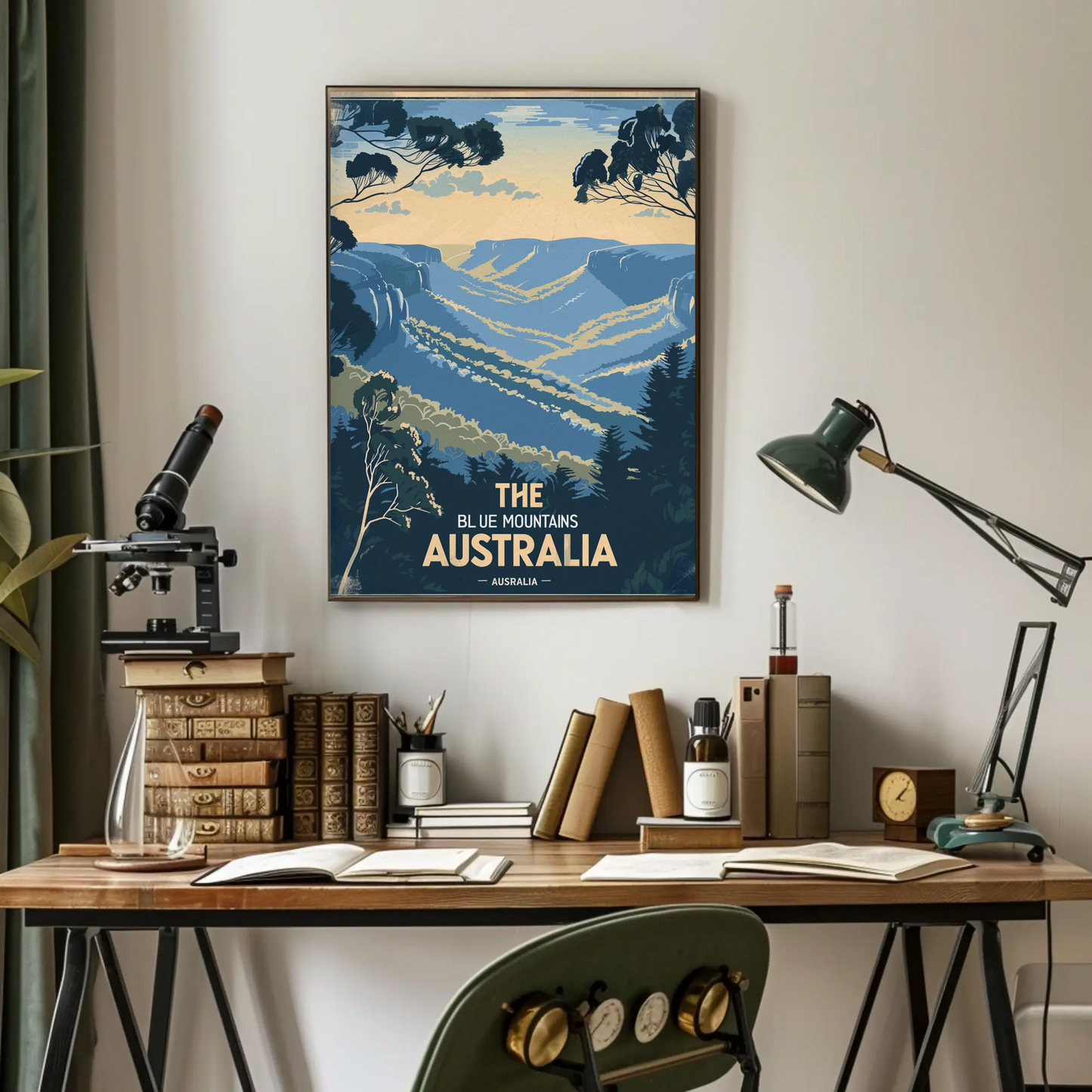 Blue Mountains Australia Vintage Travel Poster - Hills & Valleys
