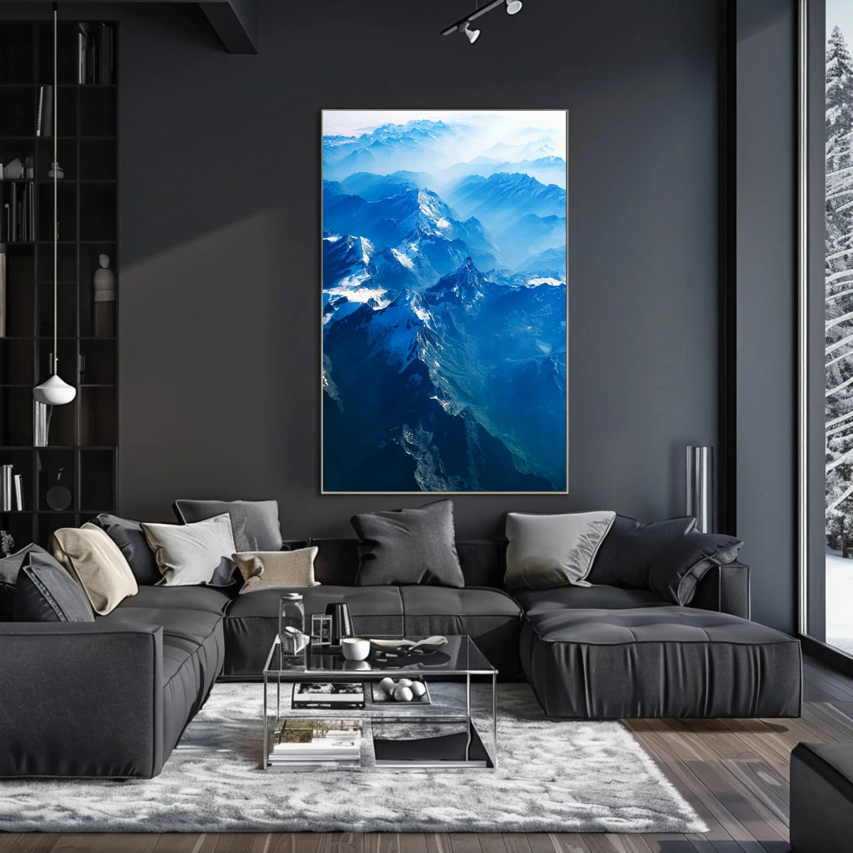 Majestic Aerial Mountain Range Photorealistic Poster