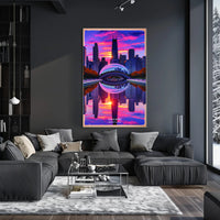 Chicago's Iconic Skyline at Sunset Poster