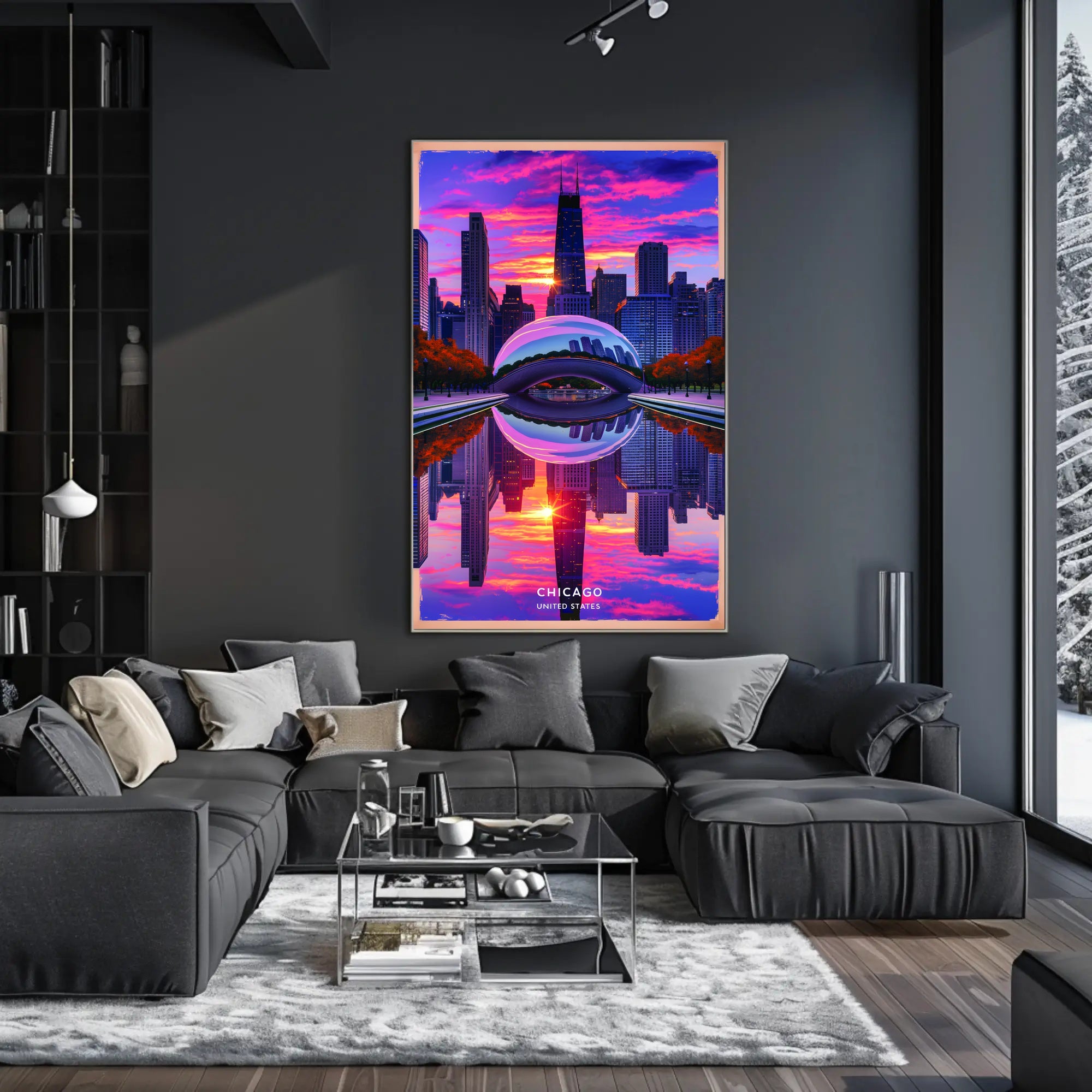 Chicago's Iconic Skyline at Sunset Poster