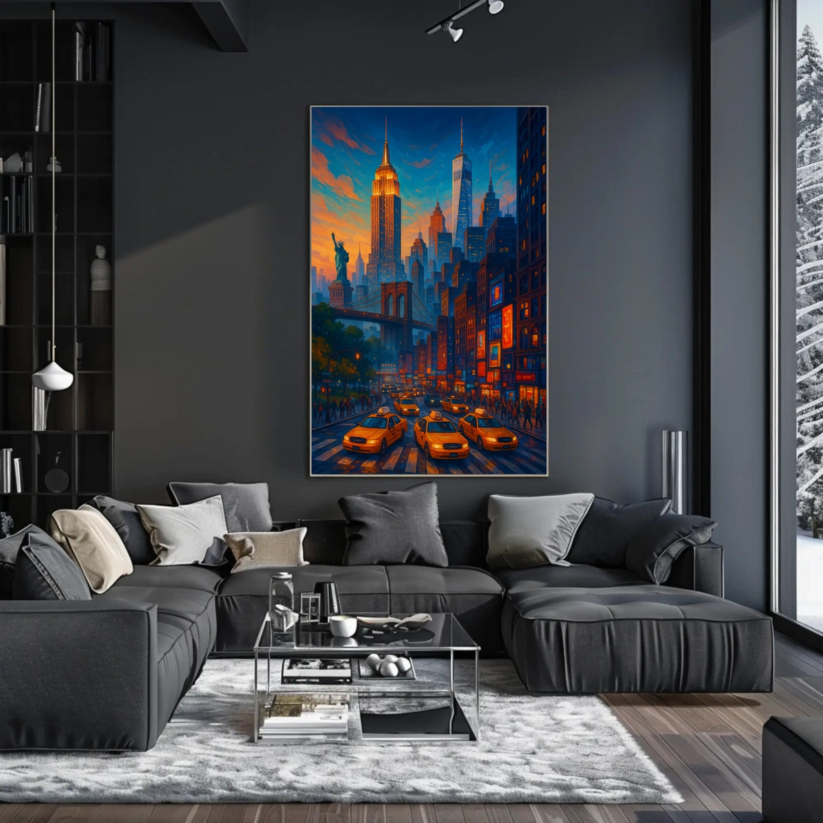 New York City Vibrant Urban Landscape Poster Retro Wall Art