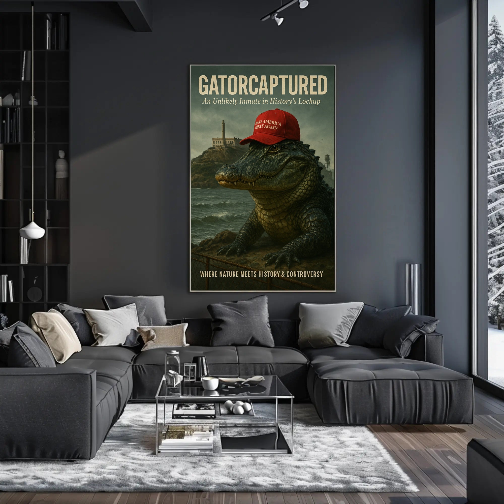 Alligator in Red Cap Political or Propaganda Poster PosterGoat