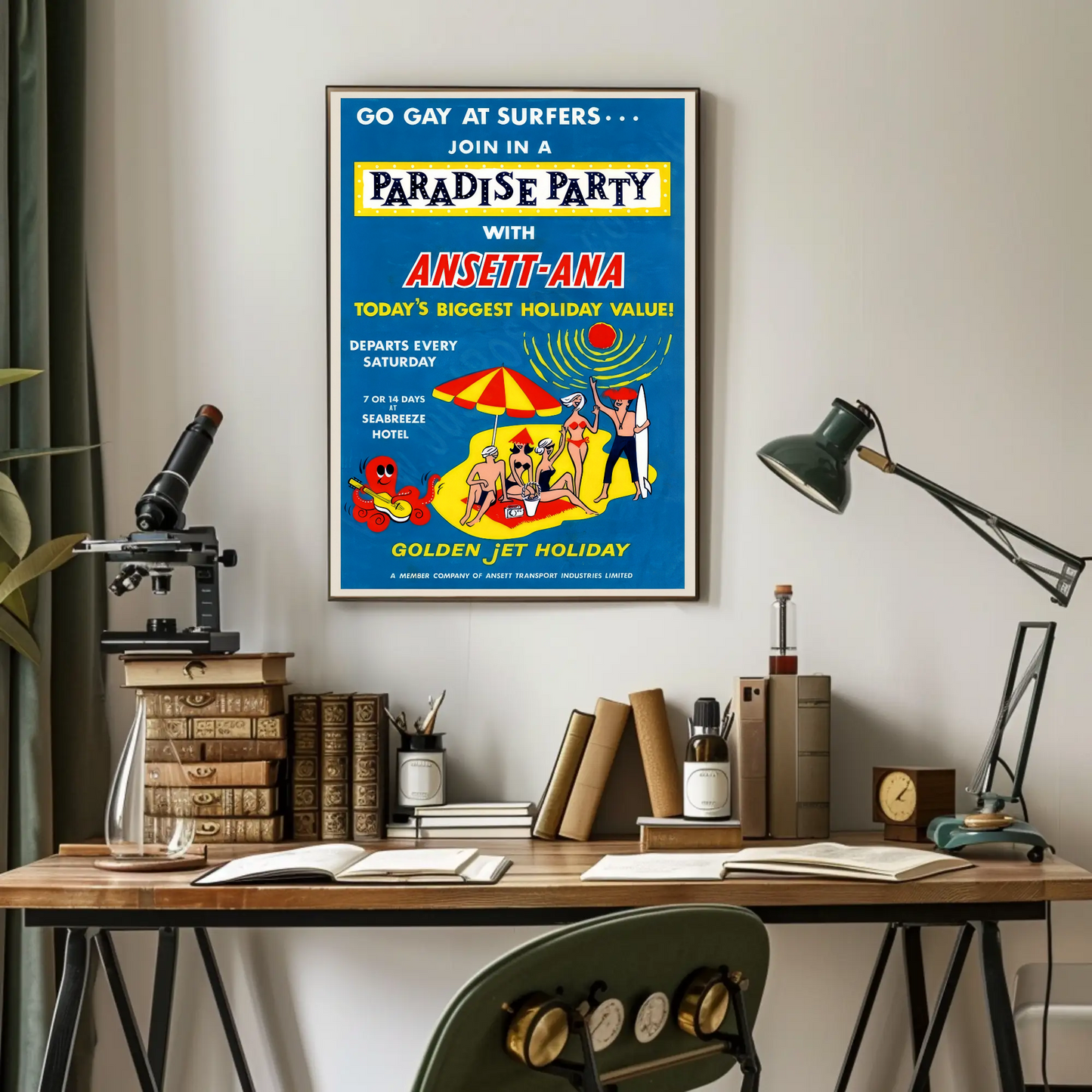 Paradise Party Vintage Poster - Ansett-ANA
