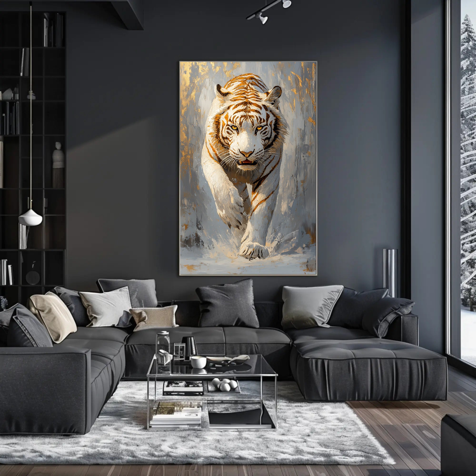 Majestic White Tiger Artistic Animal Poster