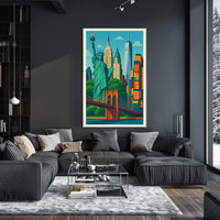 Iconic New York City Poster Vibrant Skyline Urban Decor