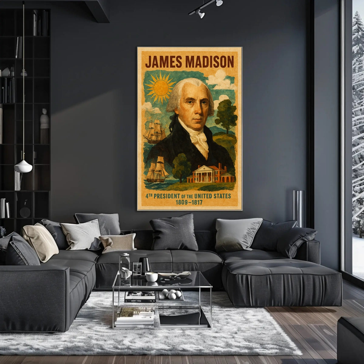 James Madison 4th President of the United States Layered Digital Collage Poster