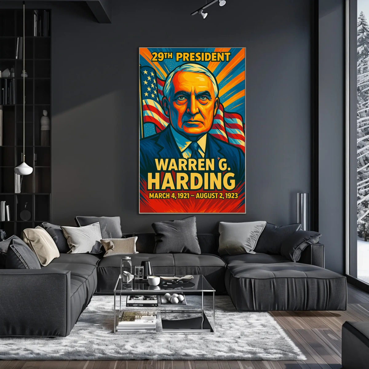 Warren G. Harding 29th President of the United States Colorful Comic Book Style Poster