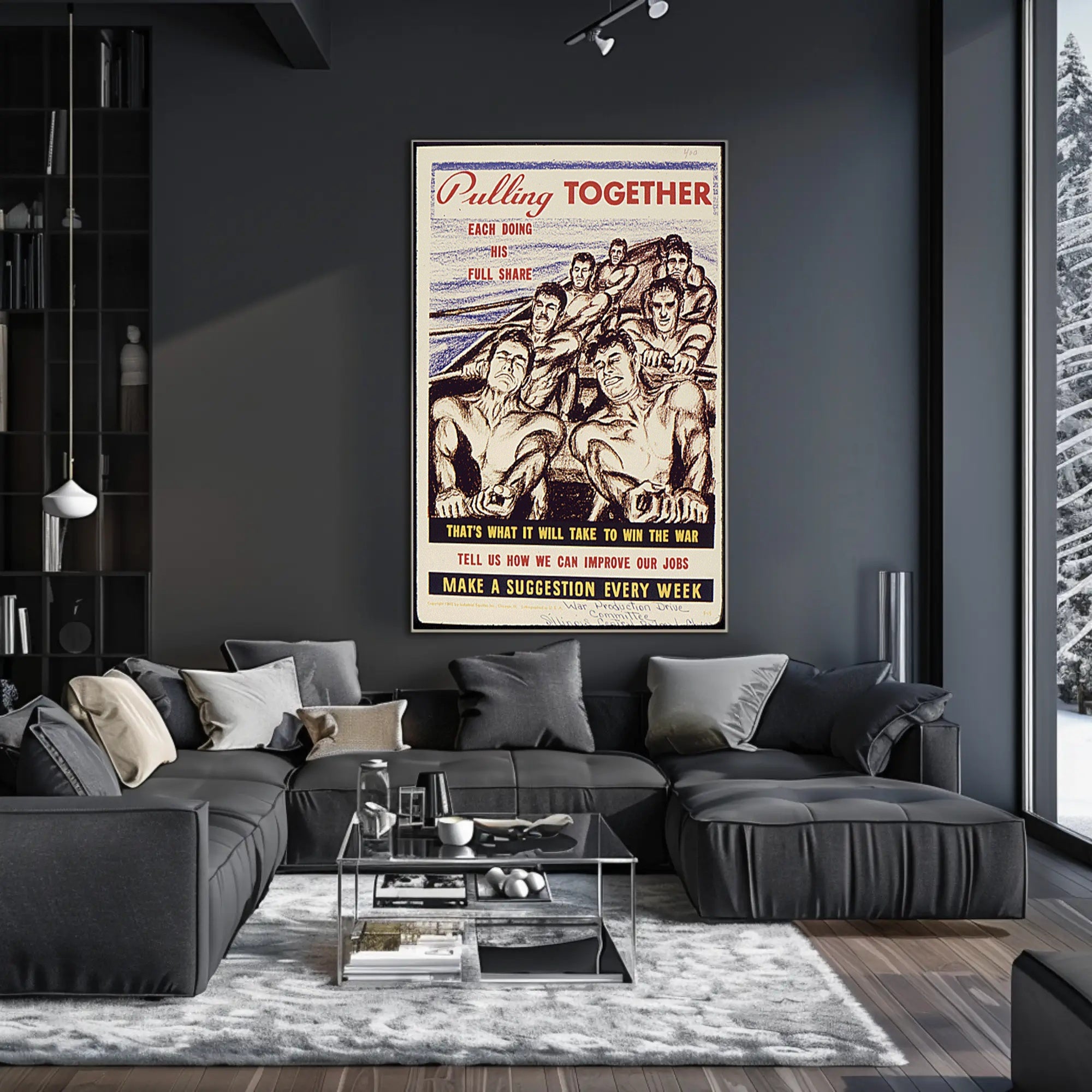 WWII Unity and Teamwork Vintage Poster