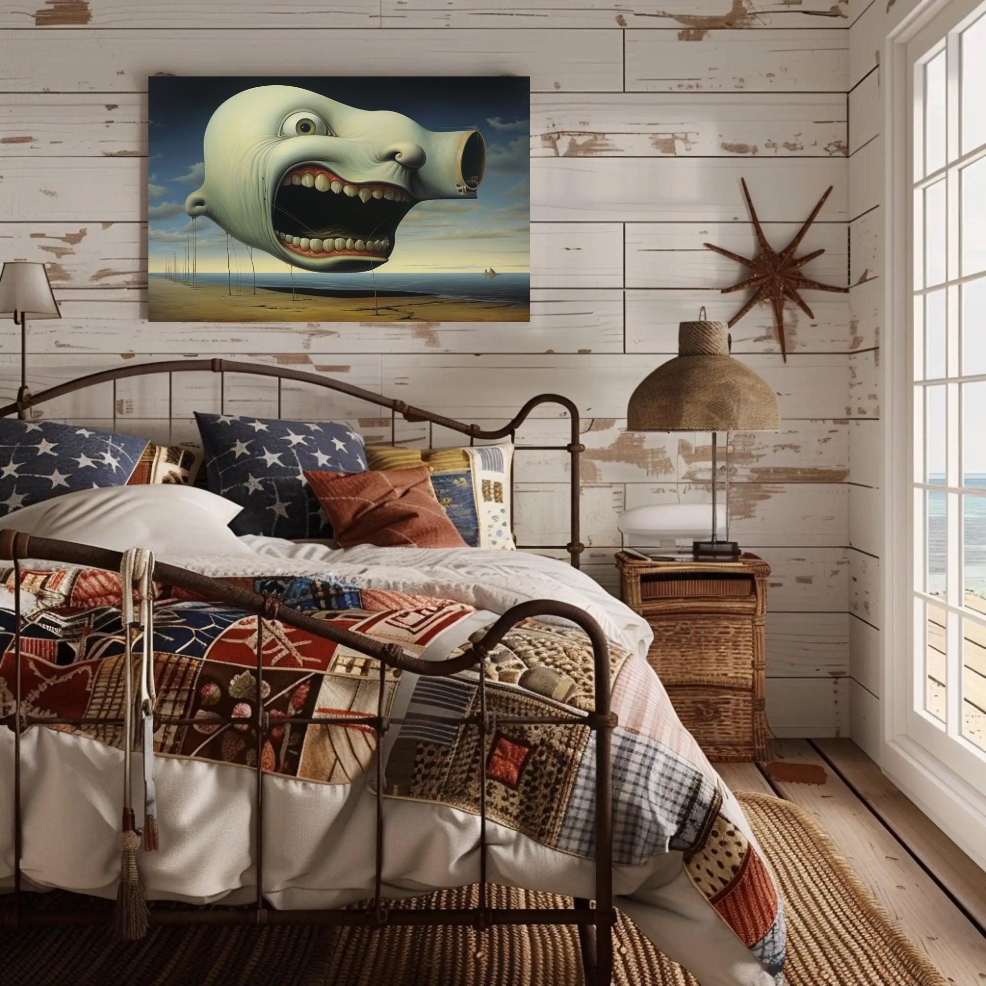 Surreal Floating Head Seaside Abstract Artistic Poster