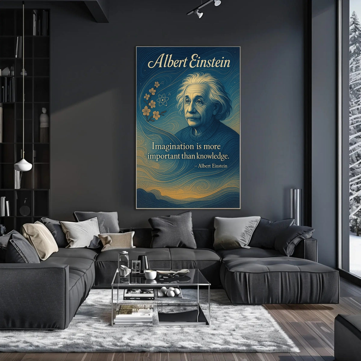 Albert Einstein Imagination Over Knowledge Poster