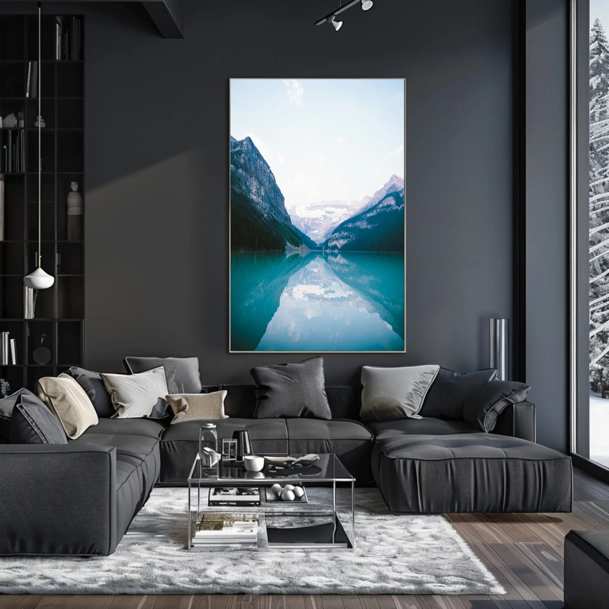 Serene Mountain Reflection Photorealistic Nature Poster