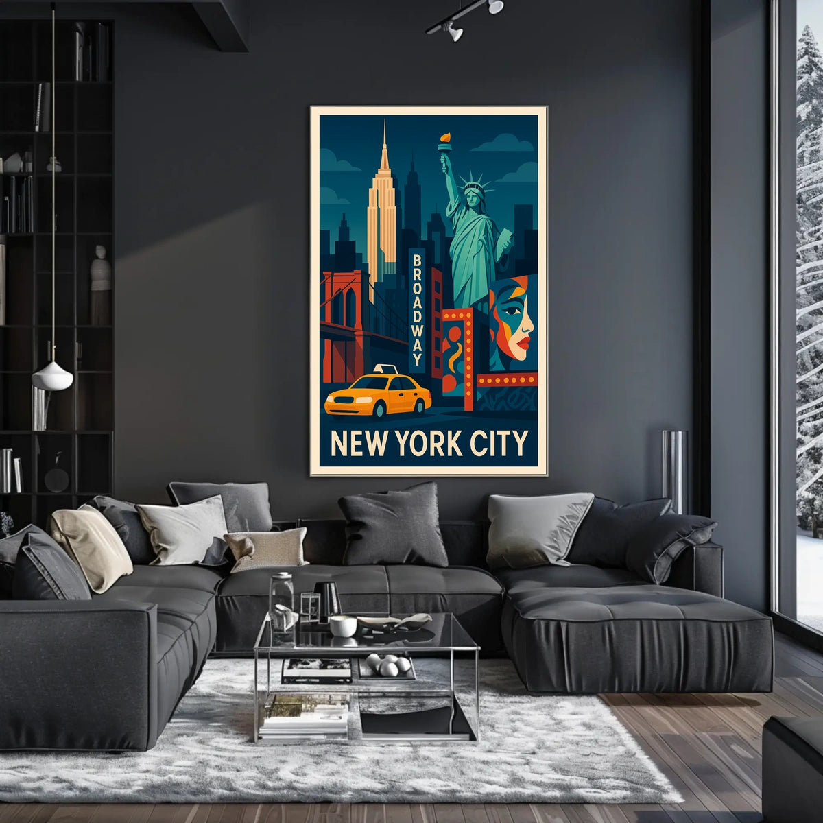 New York City Vibrant Urban Art Poster Abstract Wall Art