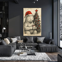 Festive Bear with Hot Cocoa Poster