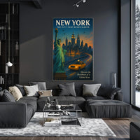 New York City Iconic Poster Vintage Travel Wall Art