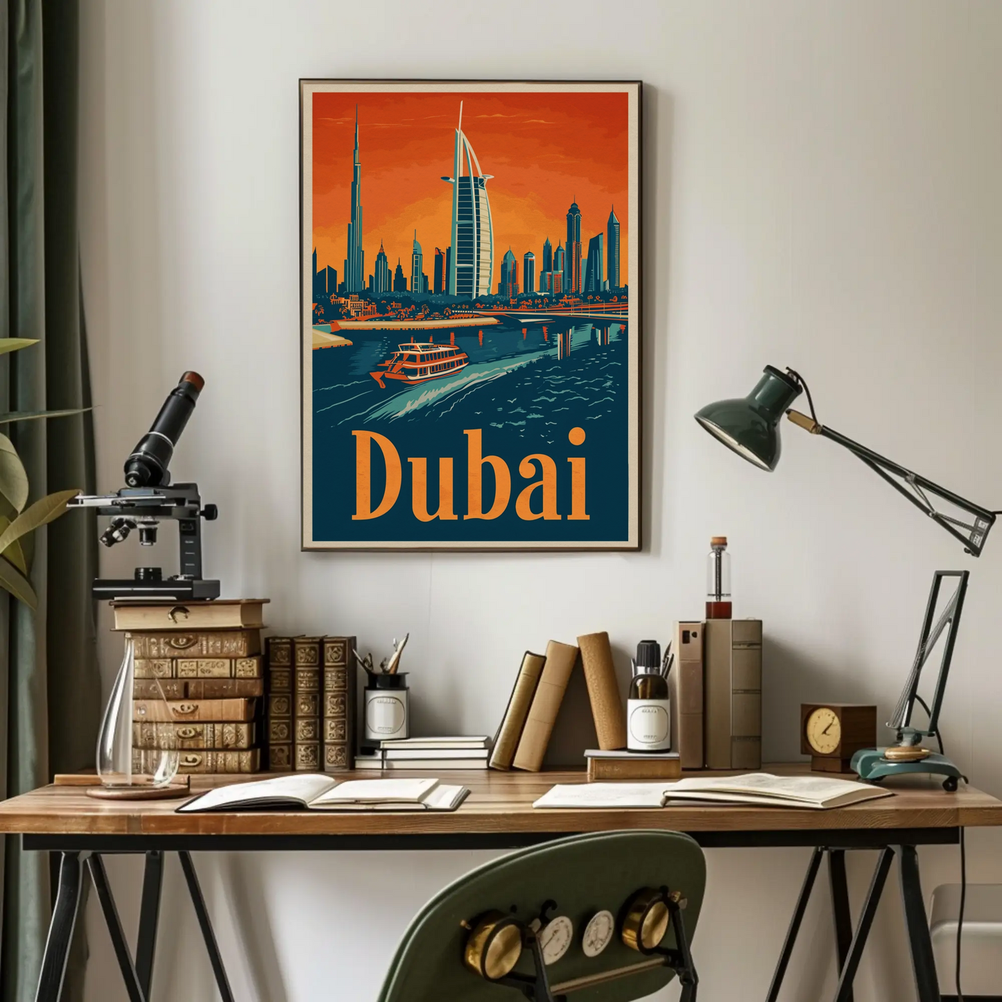 Dubai Cityscape Vintage Poster
