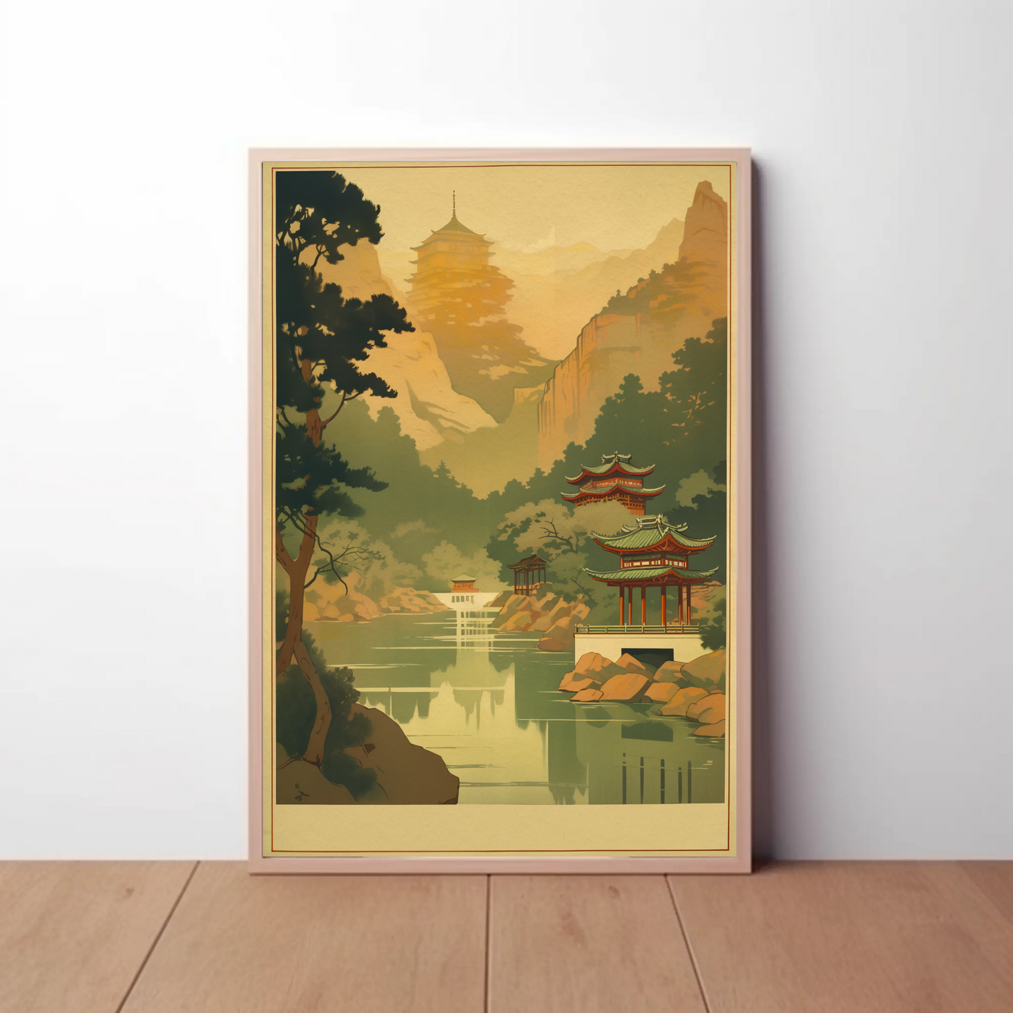 Golden Mist Temple Valley In China Travel Poster