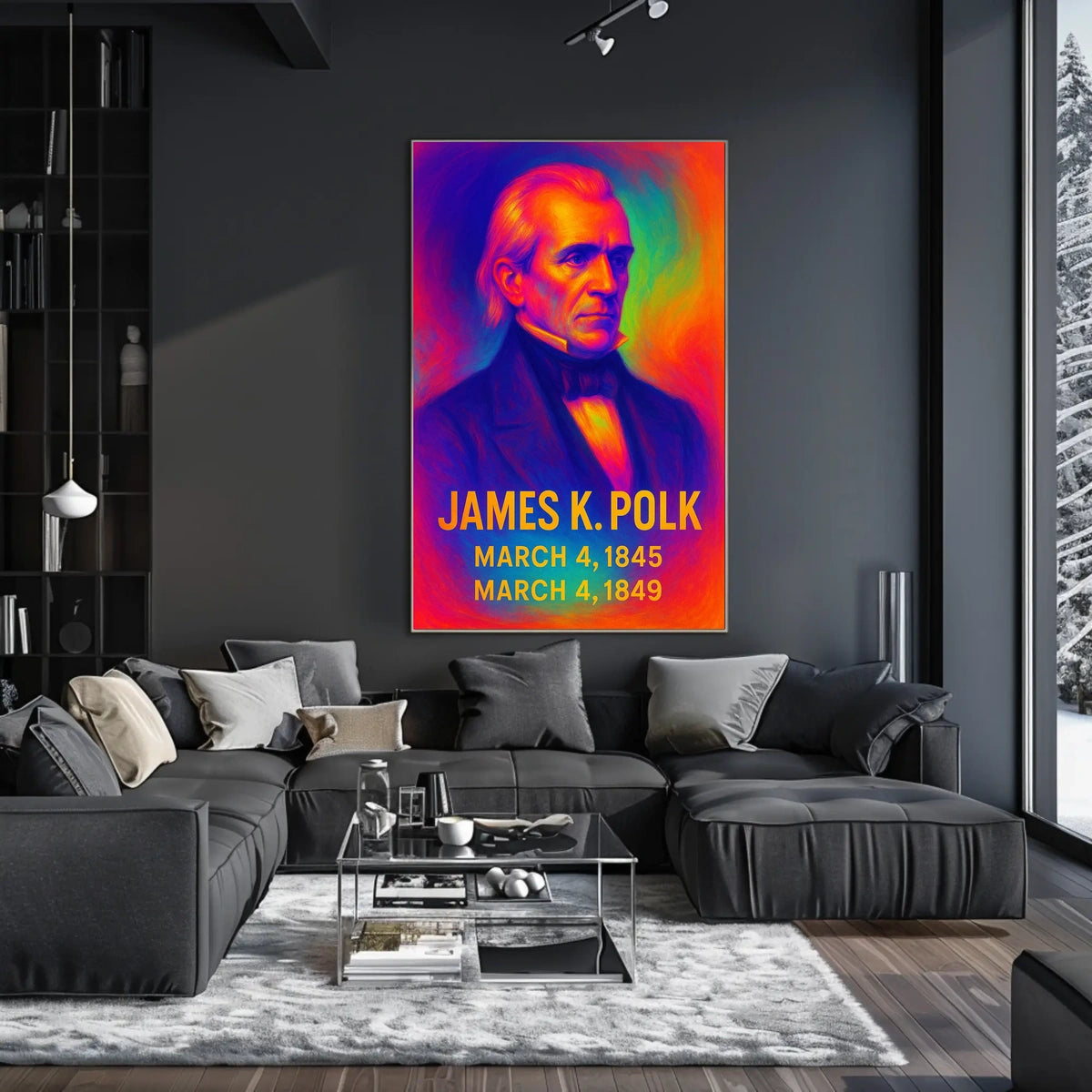 James K. Polk 11th President of the United States Neon Gradient Overlay Poster