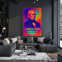James K. Polk 11th President of the United States Neon Gradient Overlay Poster