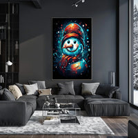Stylized Snowman Holiday Abstract Artistic Poster