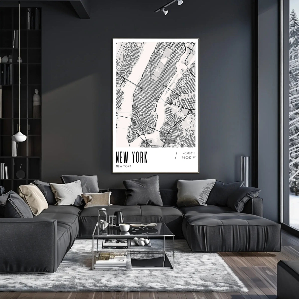 New York City Minimalist Map Poster Modern Wall Art
