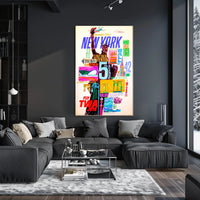 New York City Iconic Landmarks Poster Vintage Wall Art