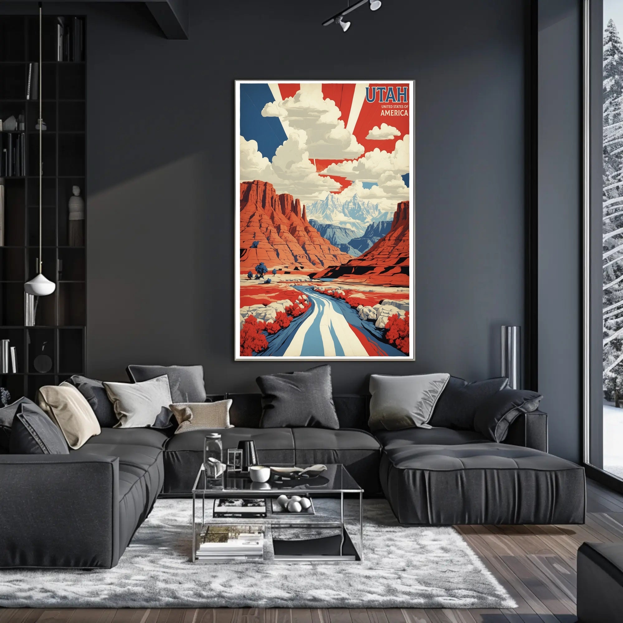 Utah Landscape Art with Patriotic Colors Travel Poster