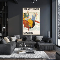 Vintage Luxury Winter Retreat in Swiss Alps Travel Poster PosterGoat