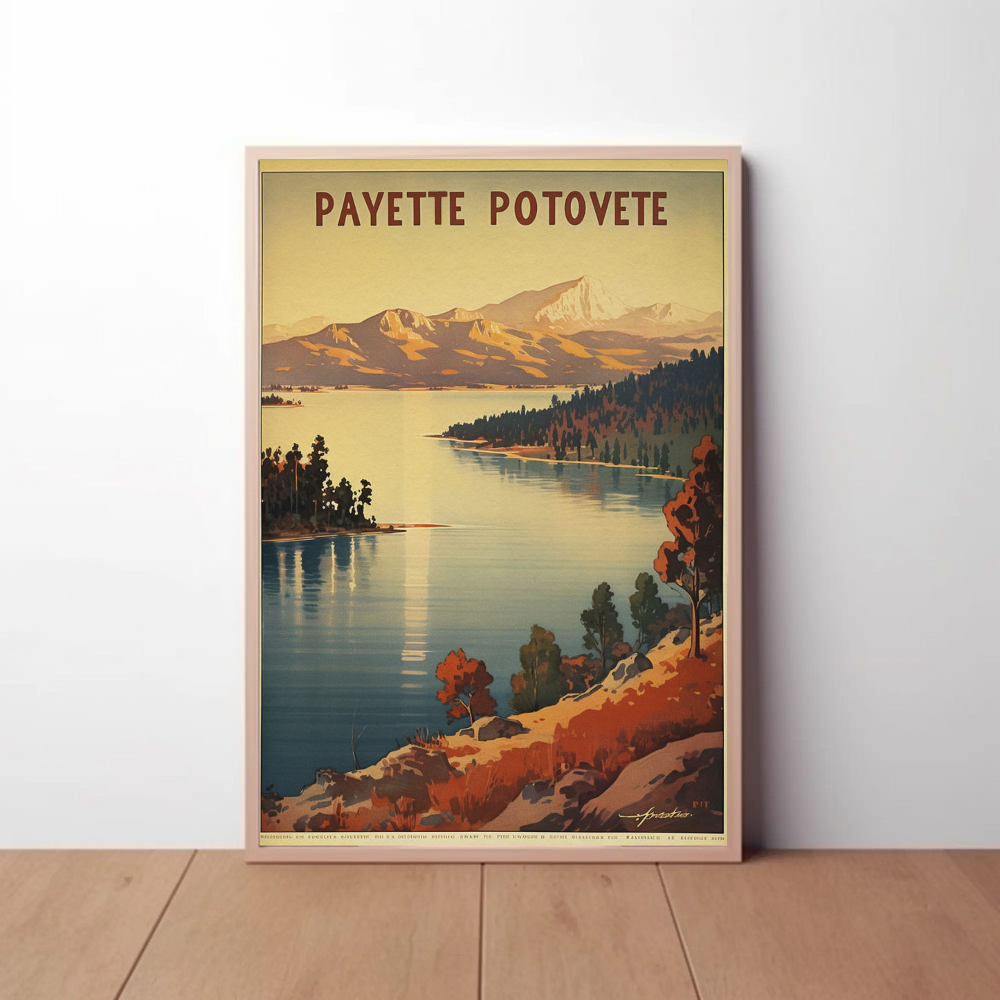 Payette Lake Idaho Scenic Mountain Water Travel Poster