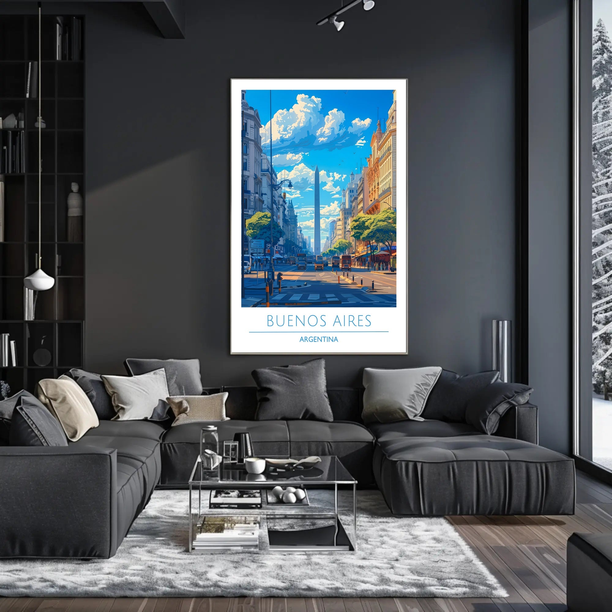 Buenos Aires Obelisk Vibrant Urban Cityscape Travel Poster