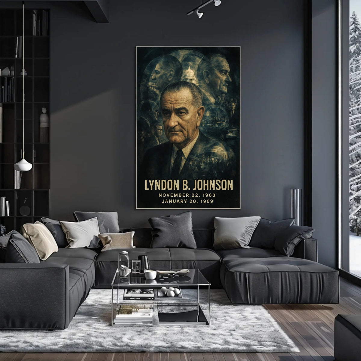 Lyndon B. Johnson 36th President of the United States Double Exposure Poster