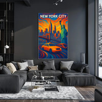 New York City Landmarks Poster Abstract Vibrant Wall Art
