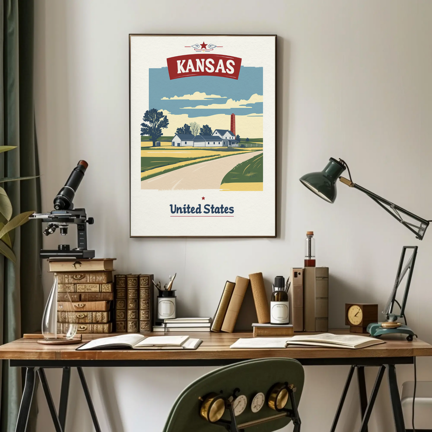 Kansas Country Road Vintage Poster