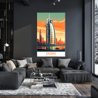 Burj Al Arab Sunset in Dubai Travel Poster