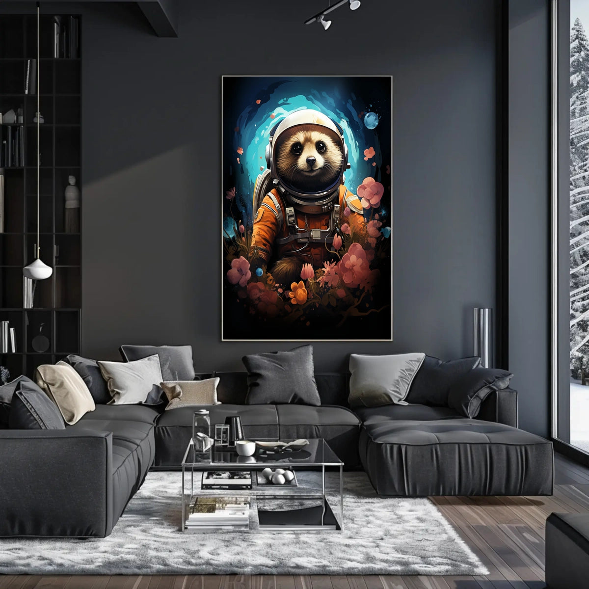 Cosmic Explorer Astronaut Raccoon Poster Wall Art Print