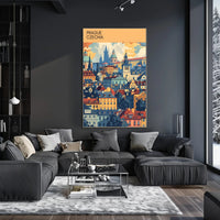 Prague Cityscape Architectural Art Travel Poster