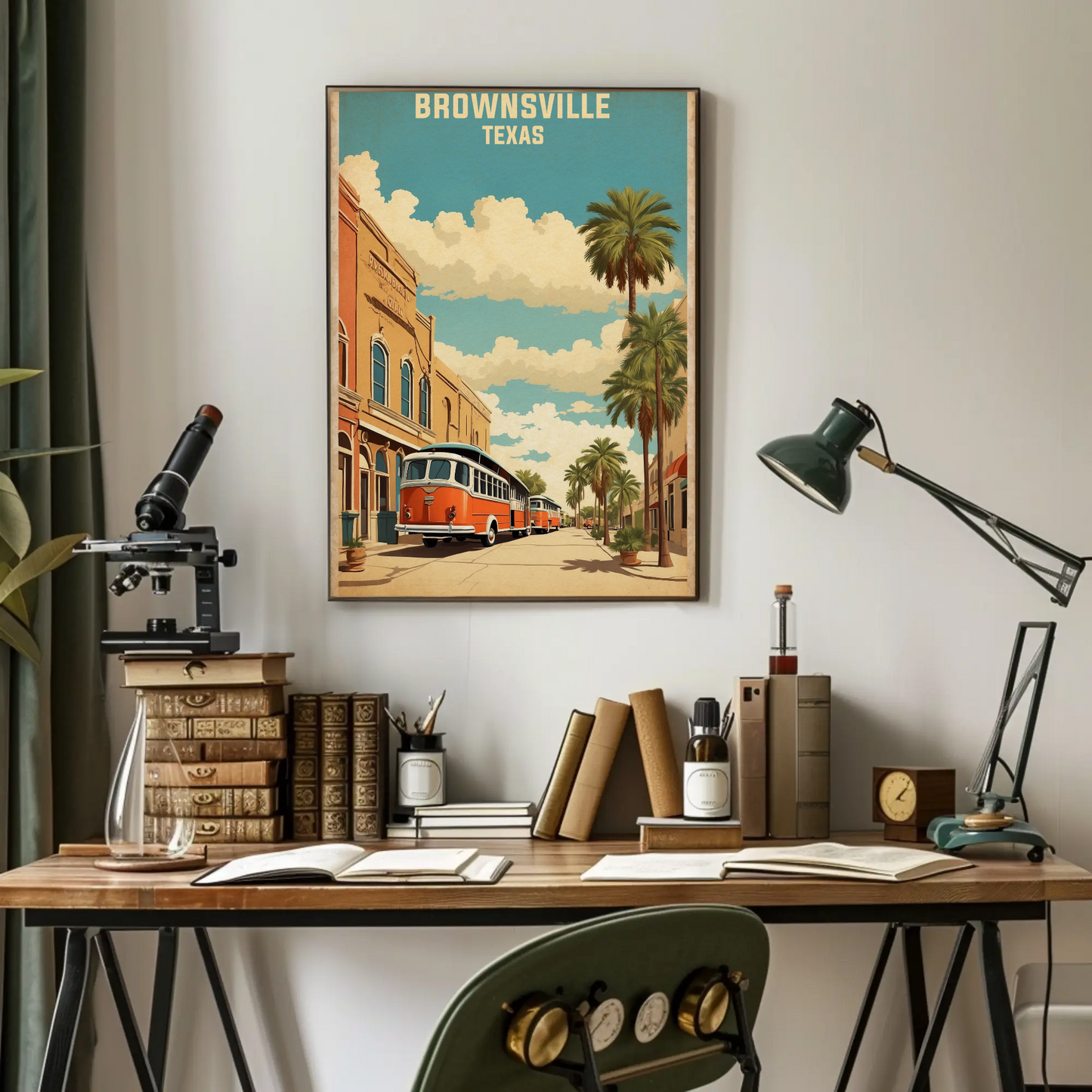 Brownsville Texas American Scene Art Vintage Travel Poster