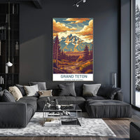 Grand Teton National Park Vintage Illustration National Park Poster