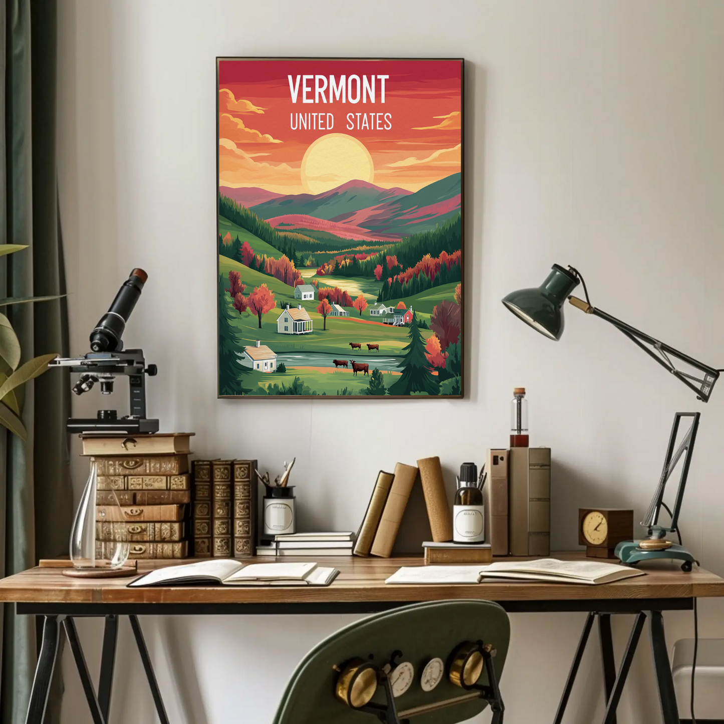 Vermont Vintage Poster - Sunset Valley