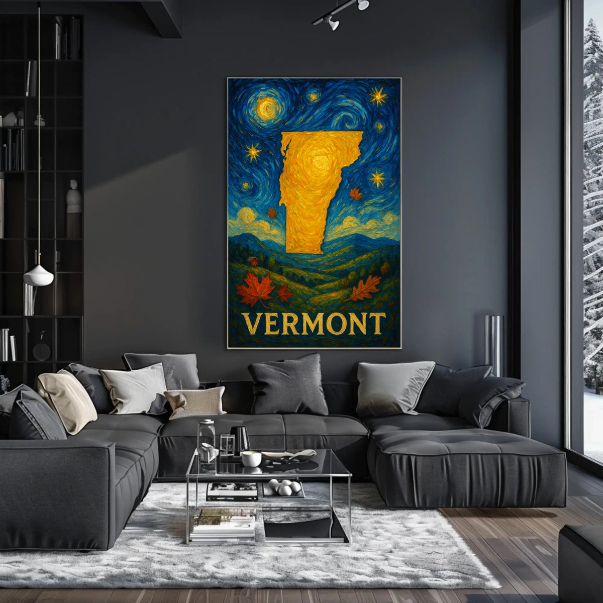 Vibrant Vermont Silhouette Art Print: Abstract or Artistic Poster