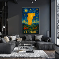 Vibrant Vermont Silhouette Art Print: Abstract or Artistic Poster