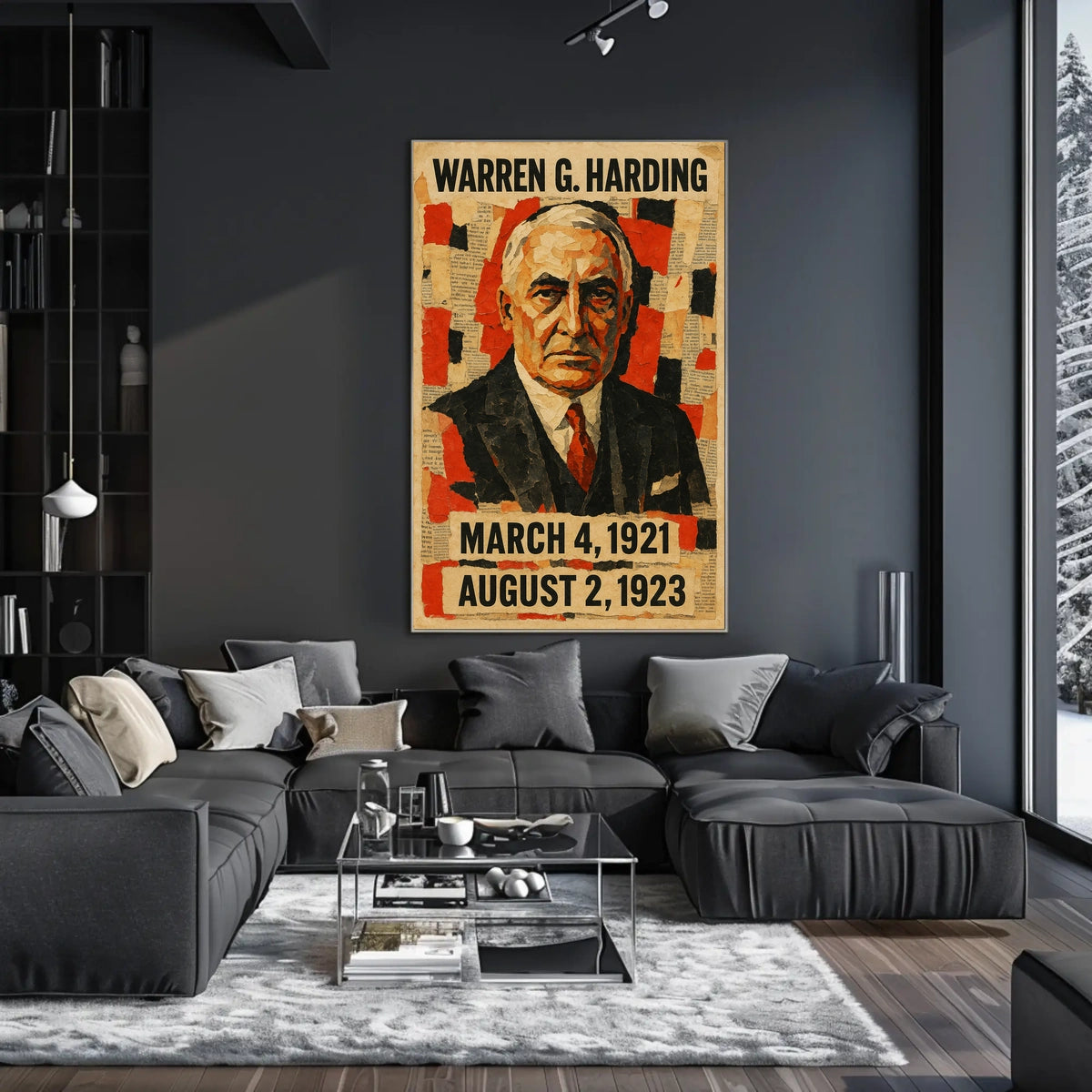 Warren G. Harding 29th President of the United States Layered paper Collage Poster