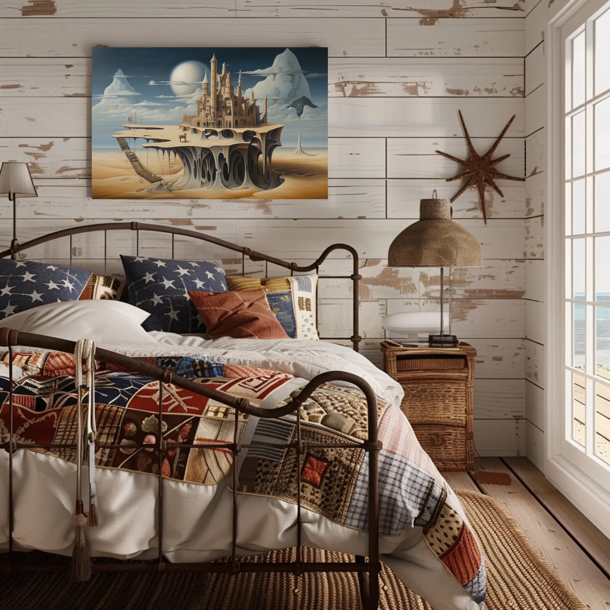 Surreal Castle on Floating Island Fantasy Poster