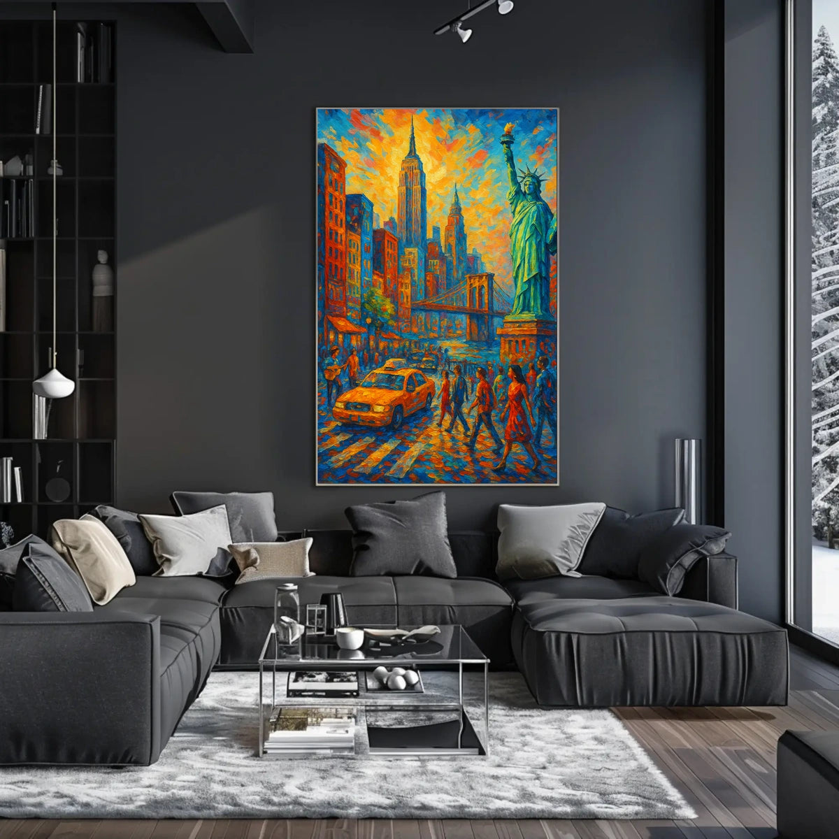 New York Cityscape Art Print Vibrant Impressionist For Home